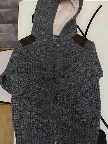 sviter: Oğlan uşağı üçün jaket - Rəng: tünd boz, toxunma trikotaj fakturalı - — 1