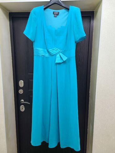 темно синее платье: Вечернее платье, Классическое, Длинная модель, Шифон, Без рукавов, 5XL (EU 50)