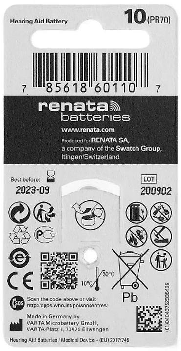 transformator 24v 20a: Renata baterije za slušne aparate – veličina 10 (PR70), Zinc-Air — 1