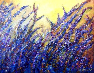 современные художники и их картины: Картина на холсте натянута на деревянный подрамник -края покрашены и