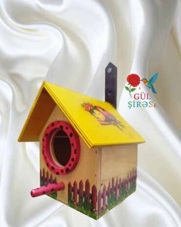 Yuvalar: Rəngli dekorativ quş evi Olçüsü 15*12*12 - Material: ağac - Dizayn — 1