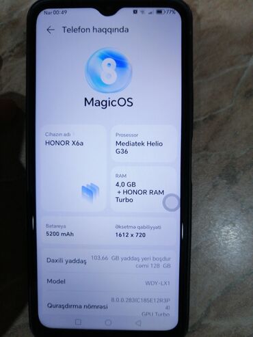 Honor: Honor X6a, 128 GB, rəng - Qara, Barmaq izi, Face ID