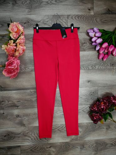 lidl lanene pantalone: S (EU 36), Polyester, color - Red, Single-colored