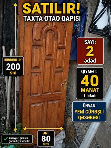 SATILIR: Taxta otaq qapısı - Material: taxta - Ölçülər: hündürlük 200 lalafo.az -da SATILIR: Taxta otaq qapısı - Material: taxta - Ölçülər: hündürlük 200