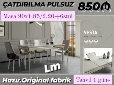 yığılıb açılan stol: Qonaq otağı üçün, Yeni, Açılan, Dördbucaq masa, 6 stul, Azərbaycan