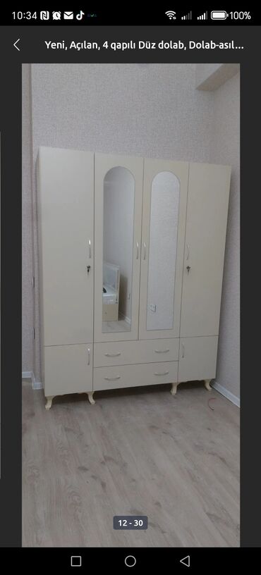 Dolablar: Açılan, 4 qapılı Düz dolab, Qarderob, paltar dolabı — 15