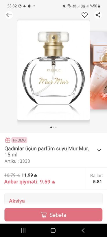 faberlic etirleri qiymetleri: Mur mur 30ml şirin ətirdi