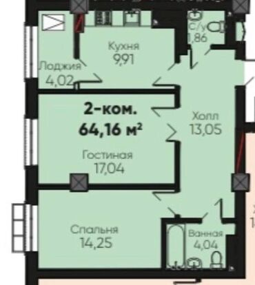 Продажа участков: 2 комнаты, 65 м², Элитка, 9 этаж, ПСО (под самоотделку)