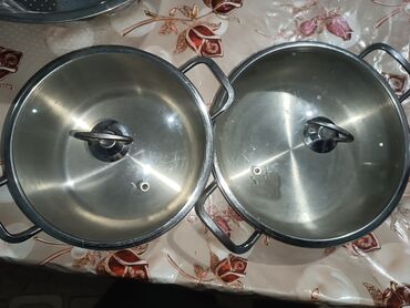 Tava-qazan dəstləri: Rəng - Gümüşü, Paslanmayan polad — 10