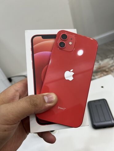 Apple iPhone: IPhone 12, Б/у, 64 ГБ, Красный, Наушники, Защитное стекло, Чехол, 78 %