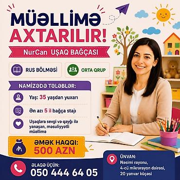xırdalanda dayə işi: NurCan Uşaq Bağçasında müəllimə vakansiyası - Bölmə: Rus bölməsi - — 1