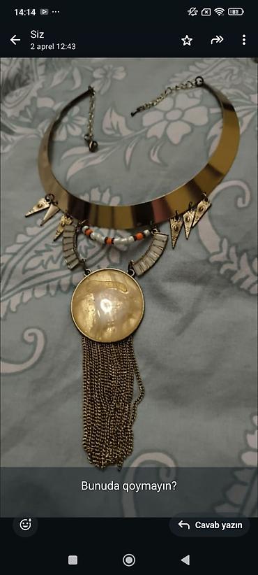 Bijuteriya: Boho tərzli bəzəkli boyunbağı - Material: metal əsas (qızılı ton) — 1