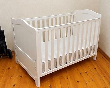 salyan mebel: Marka - MOTHER CARE. Ağ rəngli uşaq beşiyi – klassik taxta — 2