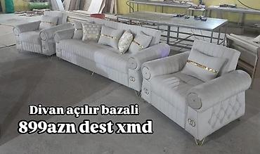 divan uzduyu: Açılan-bazalı yumşaq mebel dəsti Tərkib: - 1 ədəd 3 nəfərlik açılan — 1