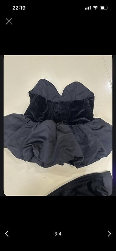 dest paltarlar: Qara məxmər 2 parça dəst – korset üst + ətək - Material: yumşaq — 3
