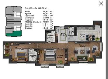 Новостройки от застройщика: Сдан, 3 комнаты, 119 м² — 3
