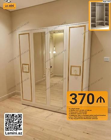Dolablar: 4 qapılı dolab – Kod: 1797 - Ölçülər: Dərinlik 47 sm × Hündürlük 200 — 1