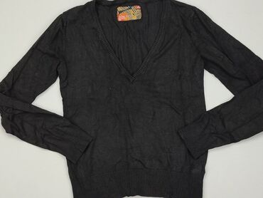 czarne t shirty w serek: Sweter, M (EU 38), condition - Good
