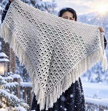 Аксессуары: Шаль крючком Winduknit — стиль и уют ручной работы. - Материал — 2