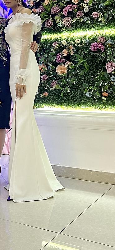 xonca bezekleri: Ağ rəngdə zərif ziyafət/nikah geyimi (1defe geyinilib ) - Model — 4