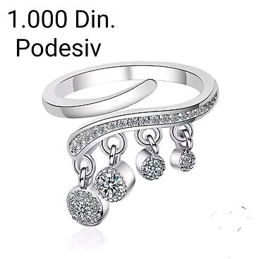 pandora lanac: ** Elegantni posrebreni podesiv prsten od hirurskog čelika sa žigom — 1