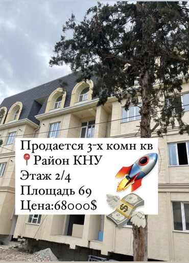 Продажа квартир: 3 комнаты, 69 м², Элитка, 3 этаж, ПСО (под самоотделку)