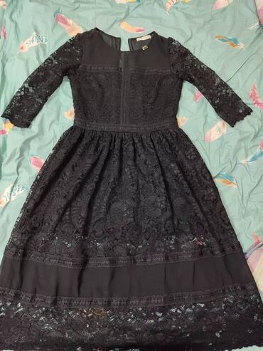 длинное черное платье: Вечернее платье, Классическое, Длинная модель, С рукавами, M (EU 38)