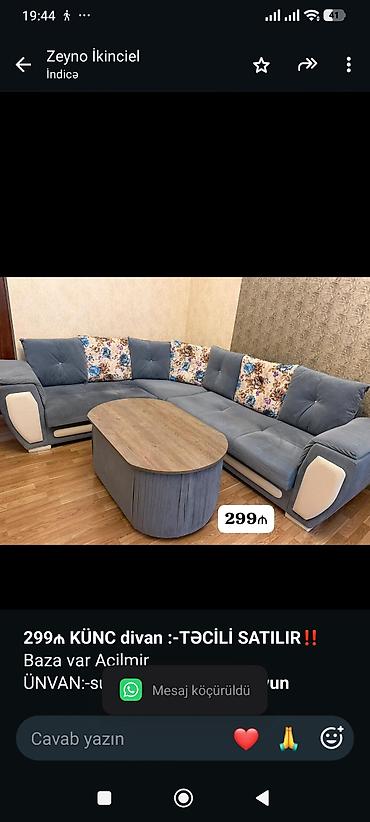 *299₼ KÜNC divan :-TƏCİLİ SATILIR*‼️ Baza var Acilmir ÜNVAN:-sumqaylt