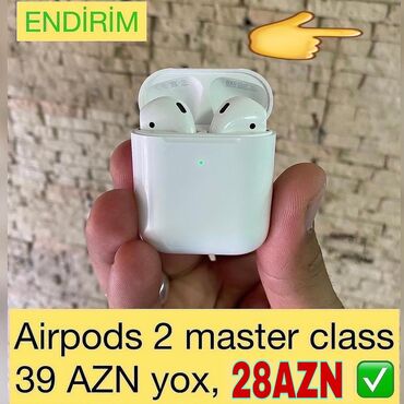 Audio: Airpods 2 Master class 39Yox 28 AZN 👉Airpods 2 📌Görünüş orginal