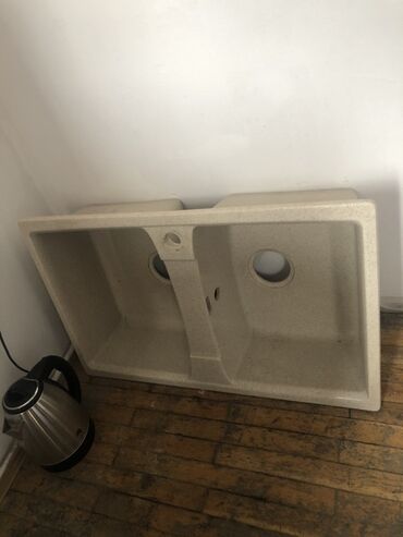 metbex ucun moyka: Mətbəx üçün iki gözlü döşəməüstü/lavaboüstü qranit-kompozit lavabo -