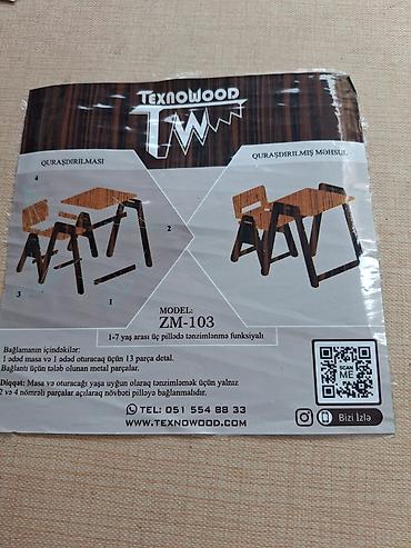 bagca stolu: Uşaq masa-stul dəsti – Texnowood TW, model ZM-103 - 1–7 yaş arası — 2