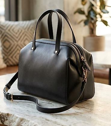 prada replika: Elegantna crna torba – „doctor bag“/bowler stil - Materijal: glatka — 1