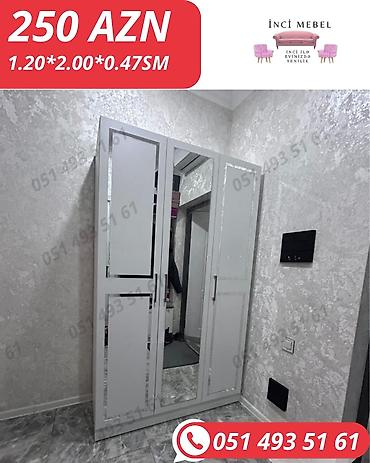 veşilka satışı: Yeni, 3 qapılı, Güzgülü, Boz, Açılan, Düz dolab — 1