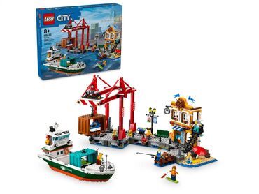 фигурки из аниме: Lego City 🌆 60422 Морская гавань с грузовым судном 🛥️1226 деталей 🟥