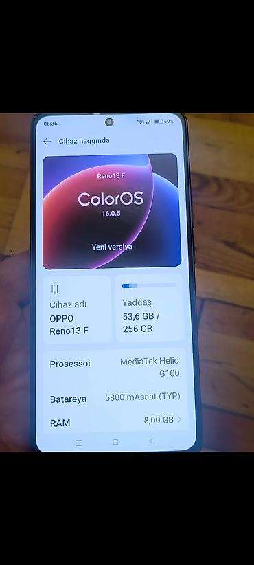 Oppo Reno 13 F, 256 GB, rəng - Boz, İki sim kartlı
