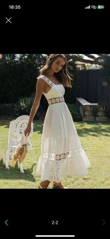 белый платья: Повседневное платье, Лето, Длинная модель, 2XL (EU 44), 3XL (EU 46)