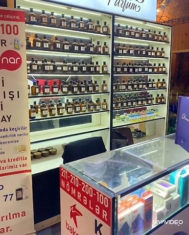 Parfüm və ətir kiosk xidmətləri - Geniş seçim: Şüşə flakonlarda