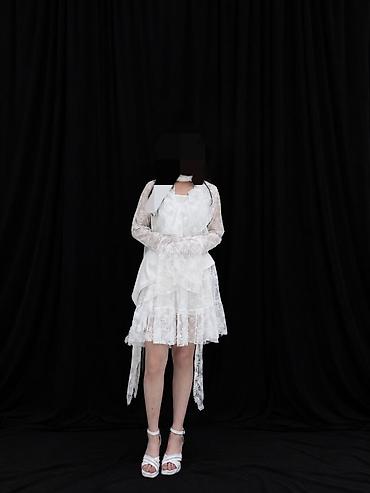рукова: Вечернее платье, Короткая модель, С рукавами, Шлейф, M — 1