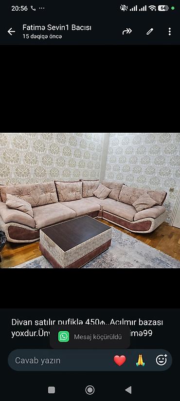 Divan satılır pufiklə 450₼. Açılmır bazası yoxdur.Ünvan