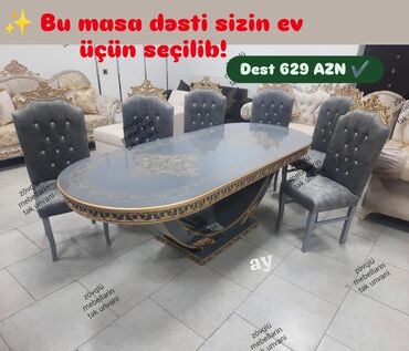 Bitkilər: Qonaq otağı üçün, Yeni, Açılmayan, Oval masa, 6 stul