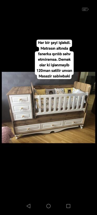 vanna usag ucun: Hər bir şeyi işləkdi. Matrasın altında fanerka qırılıb səhv etmirəmsə