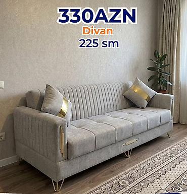 divan şəkilləri: Divan – 225 sm Qiymət: 330 AZN (şəkildə göstərilib) - Rəng: Açıq boz — 1