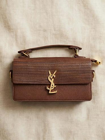 золота: YSL - сумка 🤎 Сумка-сэтчел из коричневой кожи с тиснением и — 2