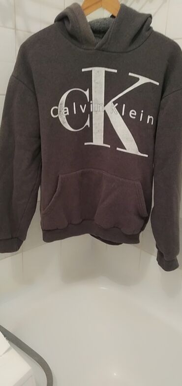 muske trenerke akcija: Sweatshirt, L (EU 52), Calvin Klein, color - Grey, With a hood