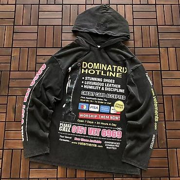 Kişi geyimləri: Vetements “Dominatrix Hotline” kapüşonlu sweatshirt - Rəng: qara — 3