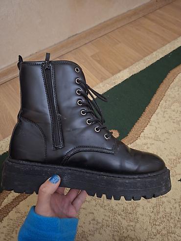 botinkalar: Qara dərili bağcıqlı unisex botlar Materialı çox yaxşıdır, 2 dəfə — 3