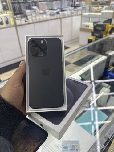 Apple iPhone: IPhone 15 Pro Max, Б/у, 256 ГБ, Black Titanium, Защитное стекло, Коробка, В рассрочку, 90 %