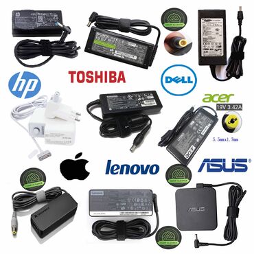 notebook adapter: Mehsullar yenidir. HP; Dell; Toshiba; Asus; Acer; Lenovo; Sony; Apple