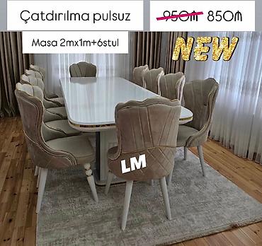 stollar ve stullar: Qonaq otağı üçün, Yeni, Dördbucaq masa, 6 stul — 1