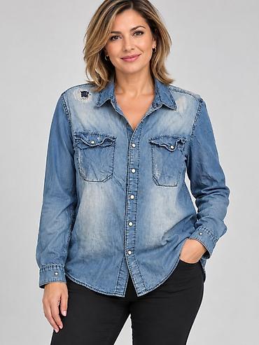 guess košulje ženske: Ženska teksas košulja – klasičan kroj sa modernim detaljima. - — 1